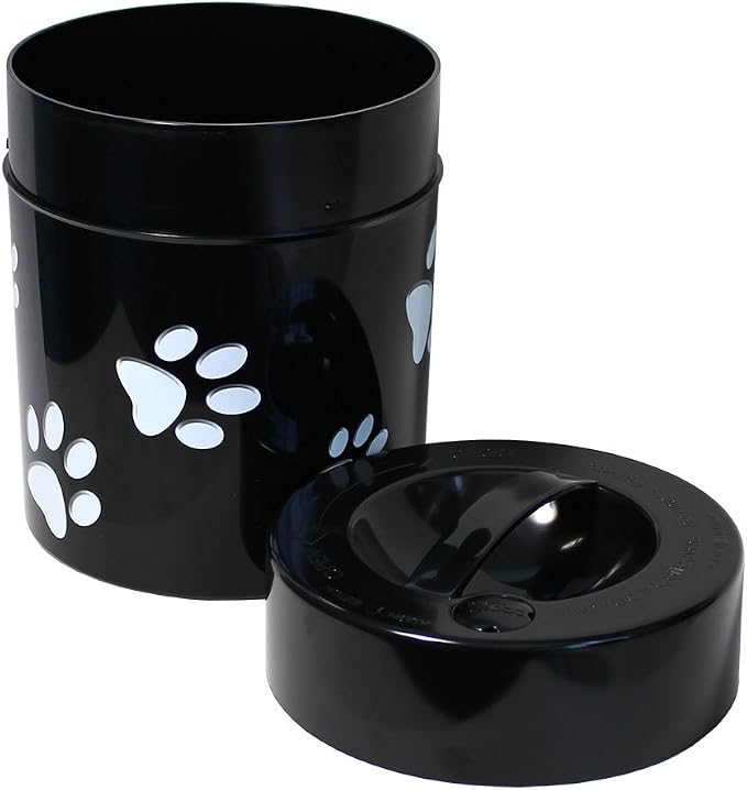 Tightpac Pawvac Kilovac Airtight Pet Food Container – Multi-Use Vacuum Container for Pet Food and other Dry Goods – 2.5 lbs / 40 oz / 3.8L, Wide-Mouth, Patented Vacuum Seal, Black with Paws