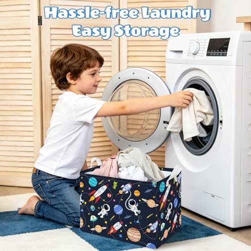 Collapsible Storage Basket Collapsible Fabric Laundry Basket with Handles | Spacious 15.7"×11.8"×11.8" size Folding Design Easy to Store Sturdy Fabric with Reinforced Handle Easy to Clean