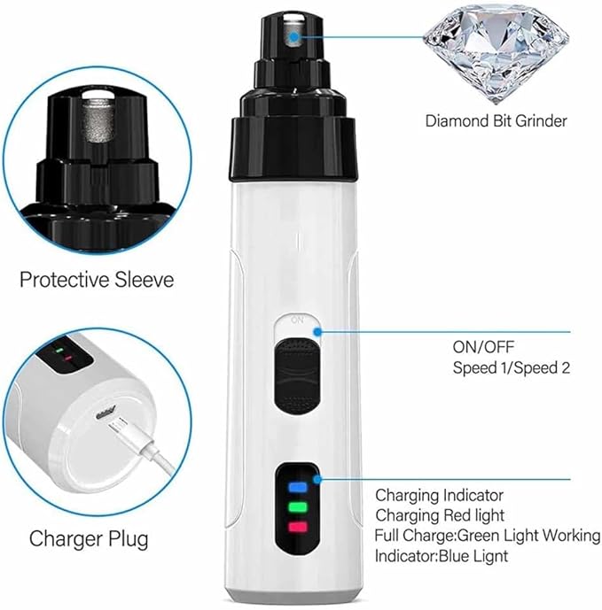 Silent Groom Pro Nail Grinder, Silent Grind Pro for Dogs, Silent Grind Pro, Silent Grind Pro Dog Nail Trimmer, New Electric Dog Nail Clippers for Dog Nail Grinders Rechargeable