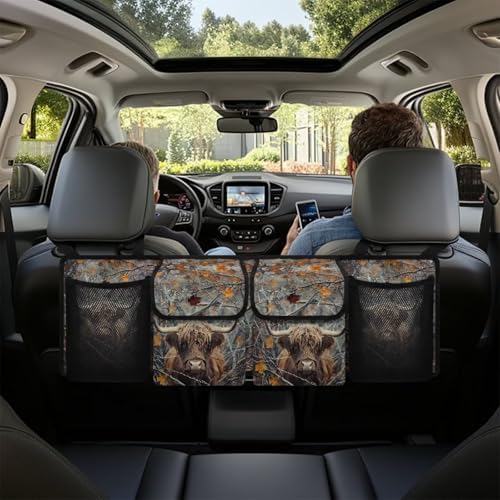 Highland Cow Car Trunk Organizer Hanging Car Back Seat Storage Bag Auto Cargo Bag Automotive interior Accessories for Most Sedans SUV Jeep Trucks MPV Van