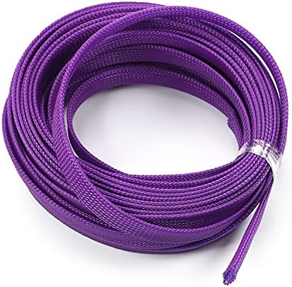 Bettomshin 1Pc 32.8Ft(10m) Cable Management Sleeve, 1/2"(12mm) Width PET Purple Cord Protector, Wire Loom Tube Insulated Split Sleeving for USB Cable Power Cord Organizer Video Cable Hider