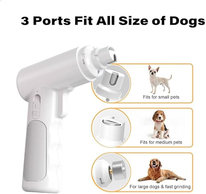 Dog Nail Grinder Electric - Super Quiet Low Vibration Pet Nail Trimmer with 2 LED Lights | USB Rechargeable Cordless 3 Speeds | Painless Paw Grooming for Small Medium Large Dogs & Cats