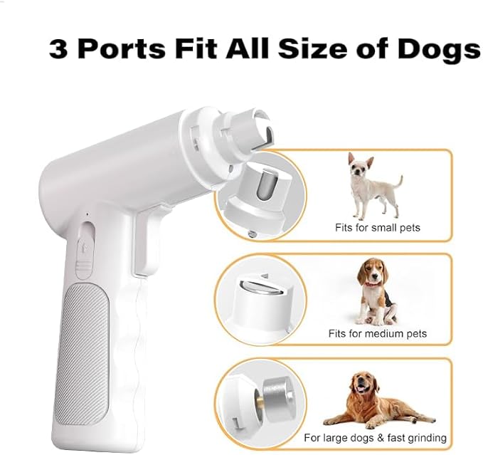 Dog Nail Grinder Electric - Super Quiet Low Vibration Pet Nail Trimmer with 2 LED Lights | USB Rechargeable Cordless 3 Speeds | Painless Paw Grooming for Small Medium Large Dogs & Cats (Pink)