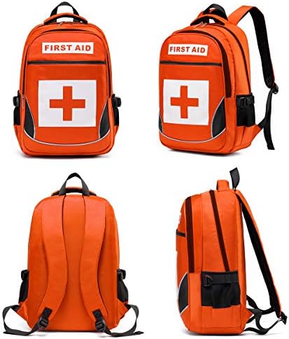 First Aid Bag Empty Red Emergency First Responder Trauma Multi-Pocket Traveling Field Trips Camping Essentials (Orange, 1 Piece)