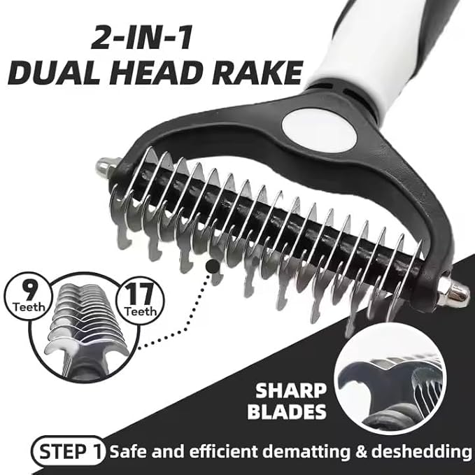 Dog Grooming Kit for Dogs at Home, 6-in-1 Pet Grooming Kit with Slicker Brush, Dematting Tool, Stainless Steel Comb, Nail Clipper for Dogs, Nail File & Bath Massage Glove