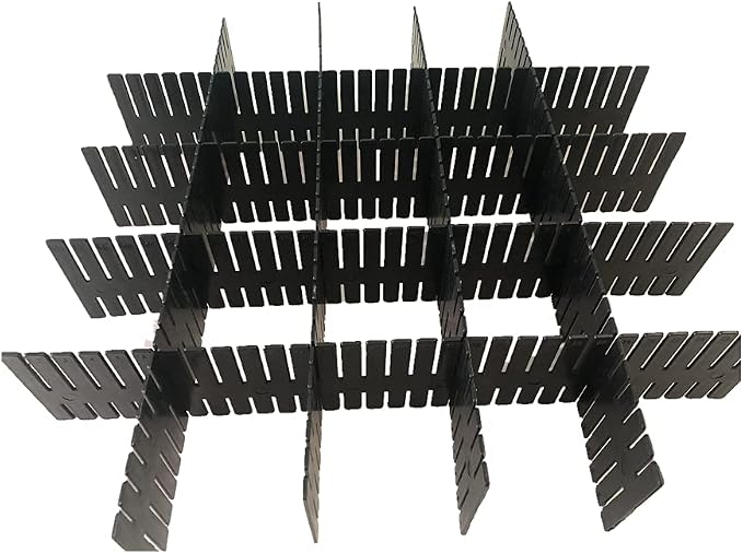 8pcs DIY Plastic Drawer Organizer Adjustable Drawer Dividers for Home Tidy Closet, Socks, Underwear, Office School Supplies, Kitchen Utensil Tools (Black)