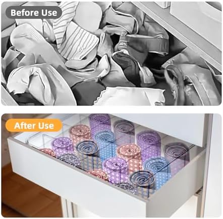 Tie Organizer Dividers Box, 16 Compartment Sock Underwear Drawer Organizer with Lid, Removable Divided Drawer Wardrobe Storage Box for Tie, Bra Storage (16-Cell)