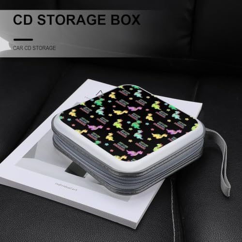 CD Case Holder with 40 Capacity, Cute Dinosaurs Disc Organizer Binder | Portable DVD Case, Just A Girl Who Loves Cute Dinosaurs, Sturdy Zipper, Carry Handle, Hard Plastic Car Accessories