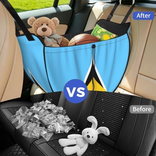 Flag of Saint Lucia Car Seat Organizer-Backseat Storage Bag for Travel | Waterproof Durable. Holds Snacks Gear Essentials. Fits Most Cars.