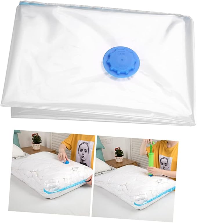Zerodeko Vacuum Storage Bags Compression Organizer for Clothes Blankets Duvets Space-saving Sealed Storage for Home and Travel