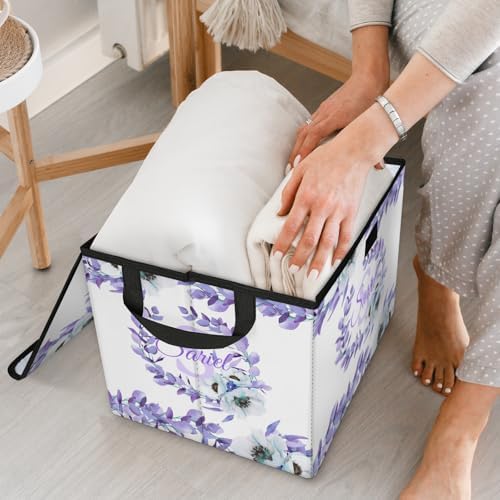 Leaf Storage Bin with Lid Personalized Storage Baskets for Organizing Foldable Closet Organizers with Handles,Cute Basket for Boys Girls for Clothes Blanket Pet Dog Toy Basket Storage (1 Pack)