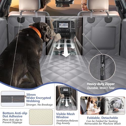 Dog Truck Seat Cover for Back Seat, Hard Bottom Pet Hammock, XL
