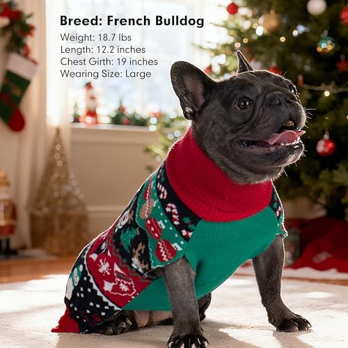 cyeollo Ugly Dog Christmas Sweater Outfit for Large Dogs, Reindeer, 2XL