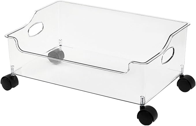 Book Organizer with Wheels, Multifunction Kitchen Storage Utility Rolling Cart, Portable Rolling Book Box Standing Magazine Storage Bookcase, Under Bed Toy Storage Wheeled Arrangement Can for Book