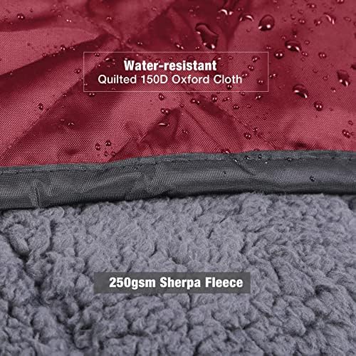 REDCAMP Large Outdoor Blanket 79"x79" Sherpa Fleece Lining, Wine Red | Cold Weather Warm Thick Outdoor Blanket Comfy Foldable & Windproof for Camping Stadium,Car,Picnics,Pet,Trip,Machine Washable