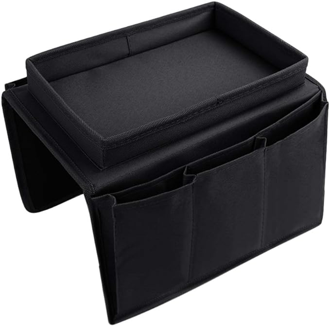 Sofa Armrest Organizer with Cup Holder Tray Chair Arm TV Remote Holder for Recliner Couch Armchair Caddy Bedside Storage Pockets Bag for Cellphone Tablet Book Magazines Drinks Pouch