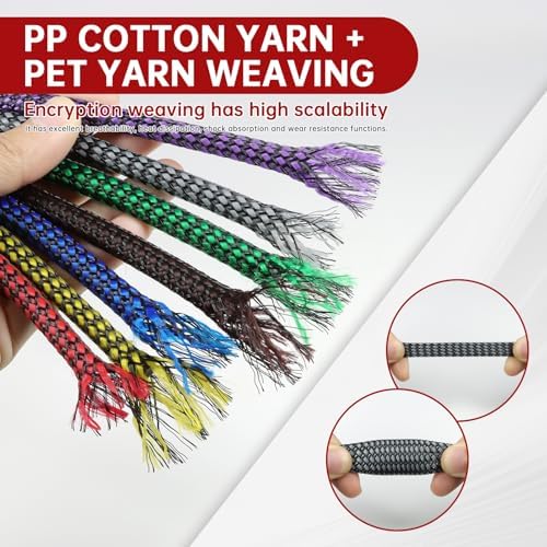 Expandable Braided Cable Sleeve, PP Yarn + PET Braided Expandable Sleeving Cable Management Protection High Density PET Wire Cover Sheath for Cables (Grey Black, 12mm-19ft)