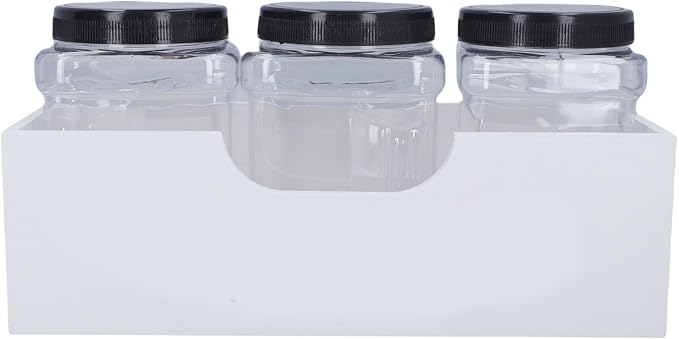 Pet Treat Containers Airtight Jars Well Sealed Snack Organizer for Dog Cat, Wooden Stand, Large Capacity, Transparent, White