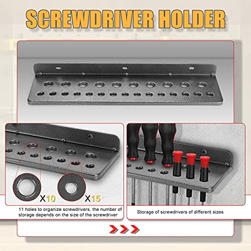 Screwdriver Organizer，Metal Screwdriver Organizers, Hammer Rack，Pliers Organizer, Wall Mounted Tool Organizers for Workshop，Set of 3 Tool Holder Organizer for Workbench