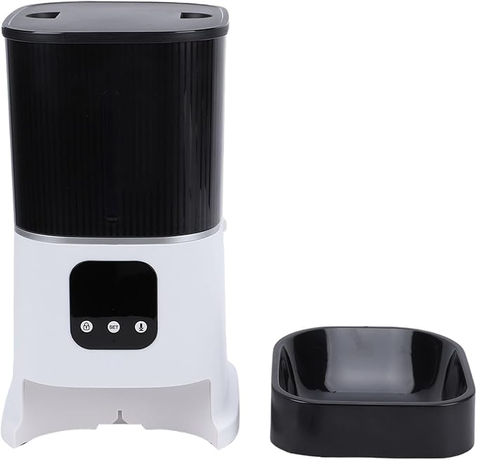 Jiawu Automatic Cat Feeder, 6L WiFi Smart Remote Control Timed Pet Food Dispenser with Transparent Storage Bin for Home