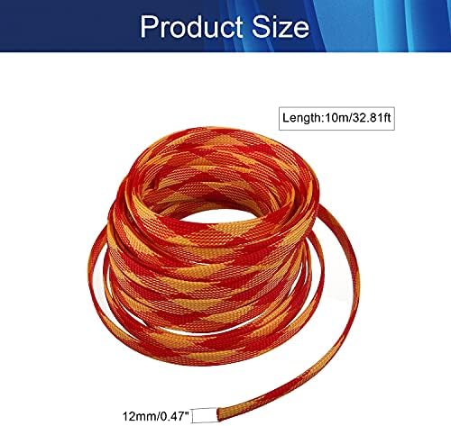 Jutagoss PET Expandable Braided Cable Sleeve, 32.8ft - 1/2 inch Red Yellow Cable Management Sleeve, Wire Loom Tube Cord Protector for USB Cable, Power Cord, Audio Video and More, 1Pc