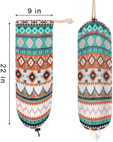 Pardick Plastic Bag Holder, Boho Aztec Western Grocery Bag Holder for Shopping Bags, Wall Mount Plastic Bag Storage Organizer Dispenser, Storage Holder for Home Kitchen Camper,A-16
