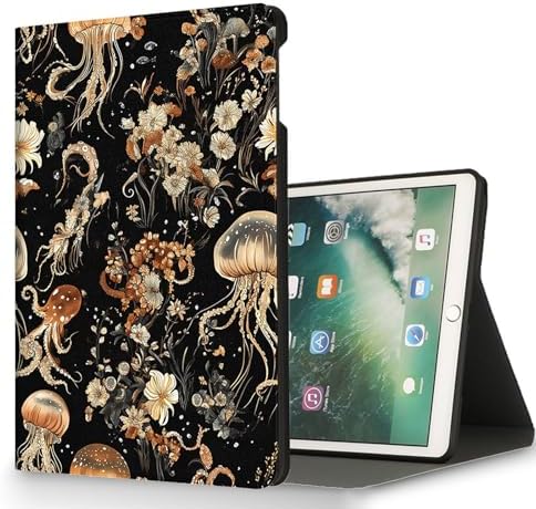 for Microsoft Surface Pro 11/10/9-13" 2024/2022 Tablet Case,Auto Wake/Sleep,Adjustable Stand Protective Cover - Golden Jellyfish Floral