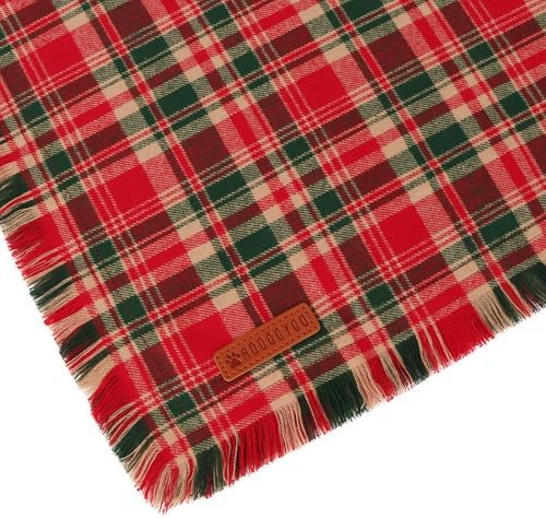 ADOGGYGO Christmas Dog Bandanas with Tassels Edges, Stylish Red Plaid Xmas Scarf, Multiple Sizes, Christmas Bandanas for Medium Large Dogs (Large)