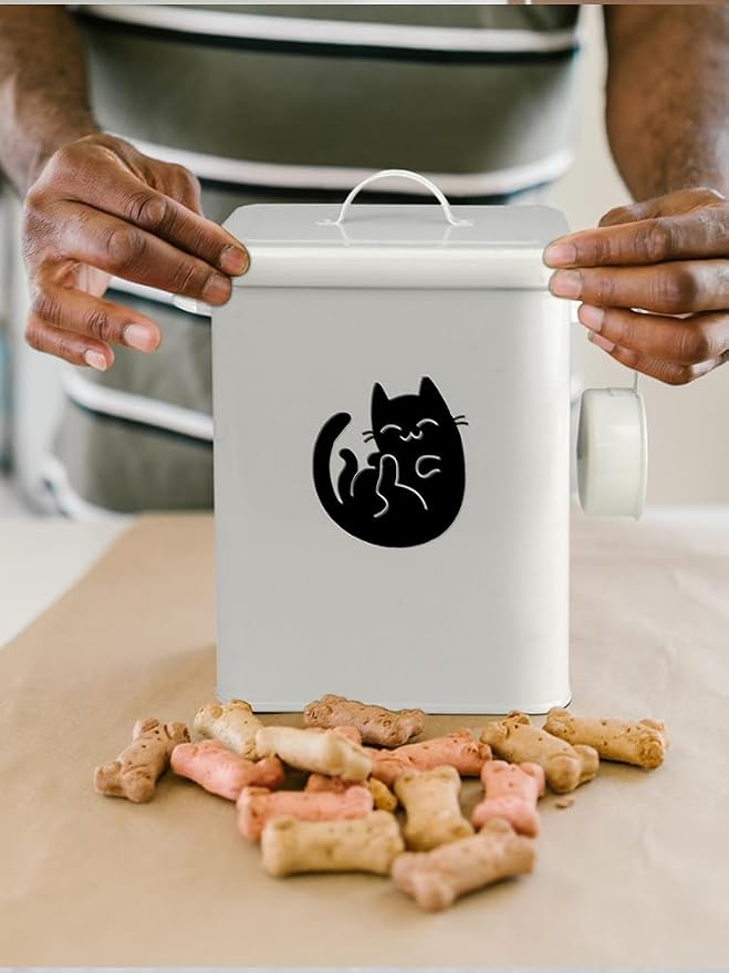 Dog and Cat Food Storage Container, Farmhouse Pet Food Storage Containers with Lid and Dry Food Scoop, etal Cat Food Bin with Measuring Cup, Cat Food Can Covers Lids and Spoons, Cat Mouse Toys(#1)