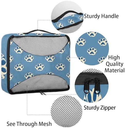 Paw 4 Set Packing Cubes Luggage Organizer Bags for Travel Accessories and Essentials, Dog Paw