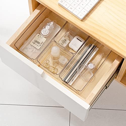 VALINK Clear Plastic Drawer Organizer, Desk Drawer Dividers Refrigerator Organizer Bins Clear Organizing Bins Plastic Storage Small Box, Makeup Organizer Drawers Storage Small Long Box