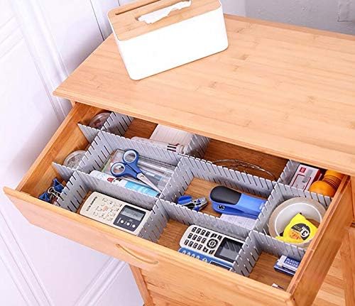 8pcs DIY Plastic Drawer Organizer Adjustable Drawer Dividers for Home Tidy Closet, Socks, Underwear, Office School Supplies, Kitchen Utensil Tools (Grey)