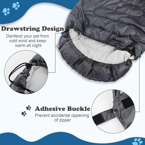 Dog Sleeping Bag Waterproof Warm Packable Dog Bed with Storage Bag Large Portable Pet Bed Mat for Travel Camping Hiking Backpacking Indoor Outdoor