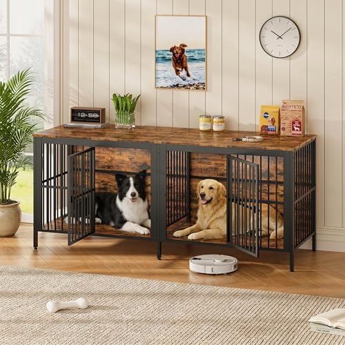 Pet Dog Poultry Cage, Outdoor Chicken and Livestock Cage, Hamster | 3-in-1 furniture: dog crate, TV stand, side table. Heavy-duty steel & particleboard. 150LBS top/bottom load. Escape-proo