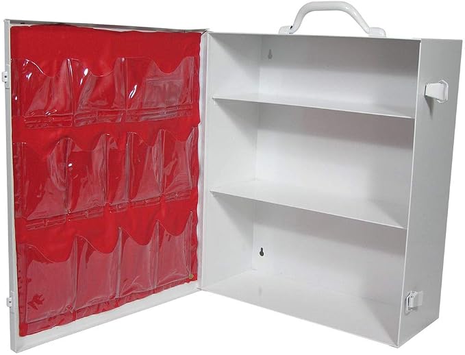 Medique Products First Aid Cabinet with Pockets, Medical Storage with 3 Shelves - 712MTM, White, Full Size