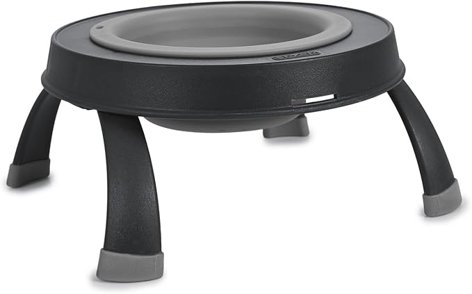 Dexas Pets Single Elevated Pet Feeder/Pet Bowl, Large/ 4 Cup Capacity, Light Gray