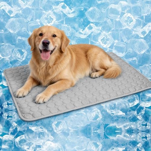 Portable Dog Cooling Mat, Q-Max 0.4 Non Slip Washable Pet Bed Pad | Fortable Washable Cooling Mat for Dogs, Fits Small Medium Large Dogs Cats Indoor Outdoor Use Heat Relief Pet Cool Bed