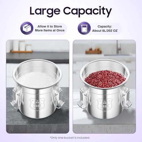 304 Stainless Steel Airtight Canister w/Lid(6L/1.59Gal)