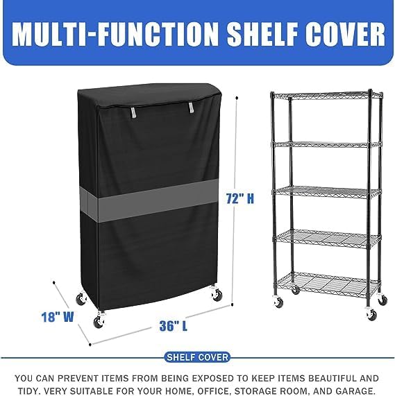 Wire Shelf Cover 36x18x72 Heavy Duty 600D Waterproof Dustproof Zipper | long-lasting use, easy-access zipper design keeps shelves covered and organized