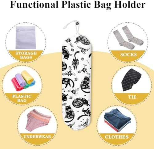 Cat Grocery Bag Holder and Dispenser Cat Lover Plastic Bags Organizer | Garbage Shopping Trash Bags Storage for Kitchen Farmhouse Home Decor Housewarming Gifts for Women Friends Cat Lover