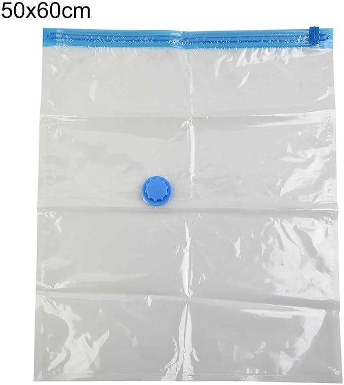 Transparent Vacuum Storage Bags for Clothes, Folding Compressed Space Saving Organizers, Large Size for Comforters, Blankets, Pillows, Seasonal Clothing, 7 Wire Thickness(50x60cm)