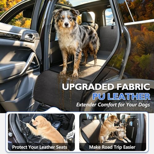 Hard Bottom Dog Car Seat Cover for Back Seat, PU Leather Extender