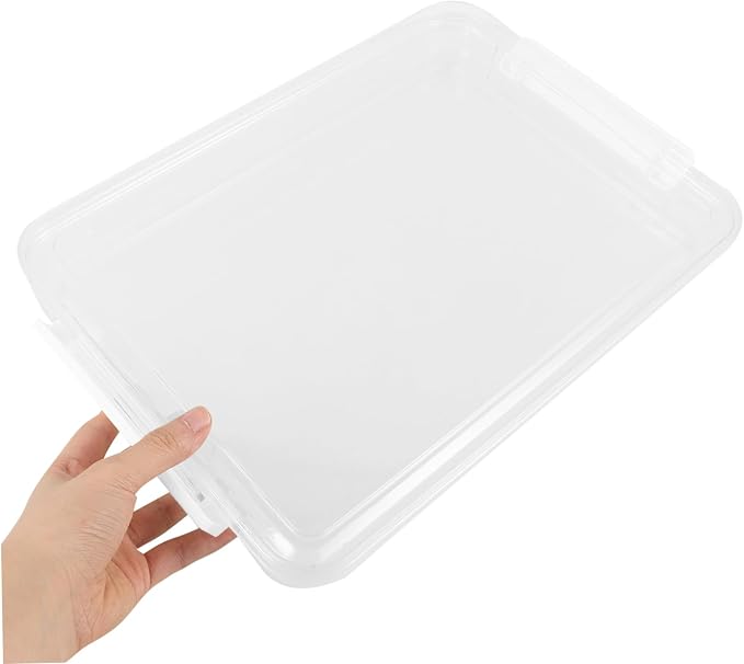 Tofficu Transparent File Organizer Box Desktop Document Holder for Cards and Photos Pet Material Neat Storage for Office Travel