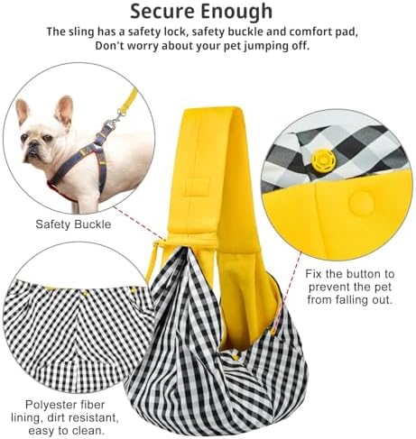 CUBY Dog and Cat Sling Carrier - Hands Free Reversible Pet Papoose Bag - Soft Pouch and Tote Design - Suitable for Puppy, Small Dogs Cats Outdoor