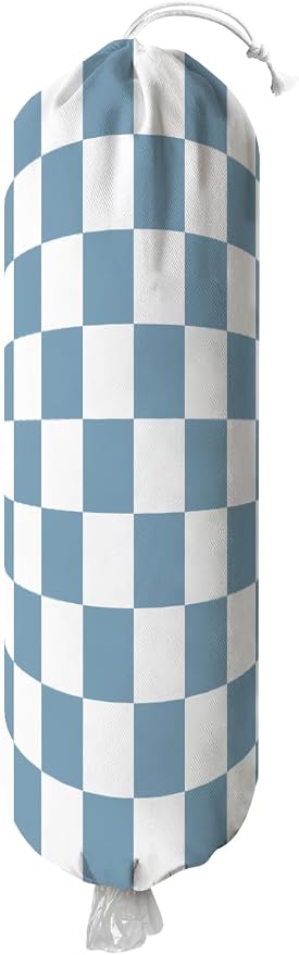 Plastic Bag Holder, Wall Mount Plastic Bag Organizer Dispenser Reusable Grocery Bag Organizer for Home Kitchen(Blue Checkered)