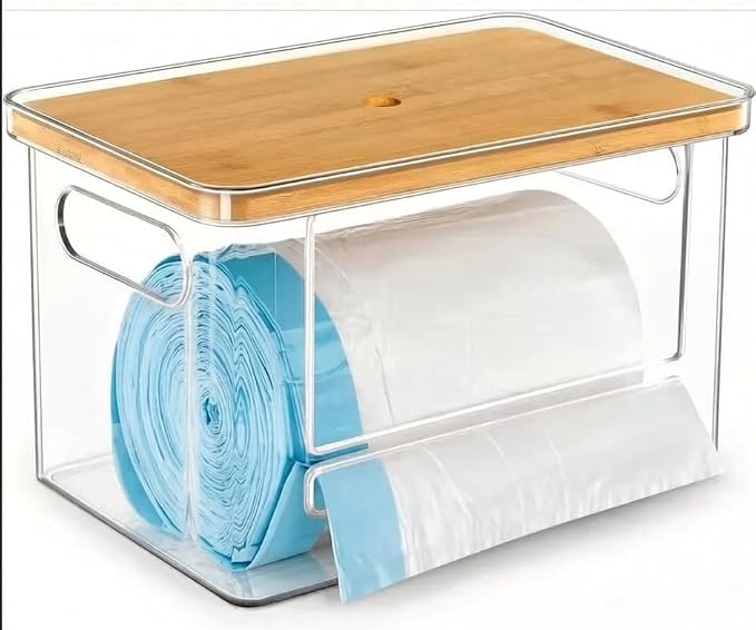 Cat Litter Box Liner Dispenser and Cat/Dog Treats Organizer | 2 in 1 Cat Litter Box Liner and Trash Bags Dispenser & Cat/Dog Treats Storage Box