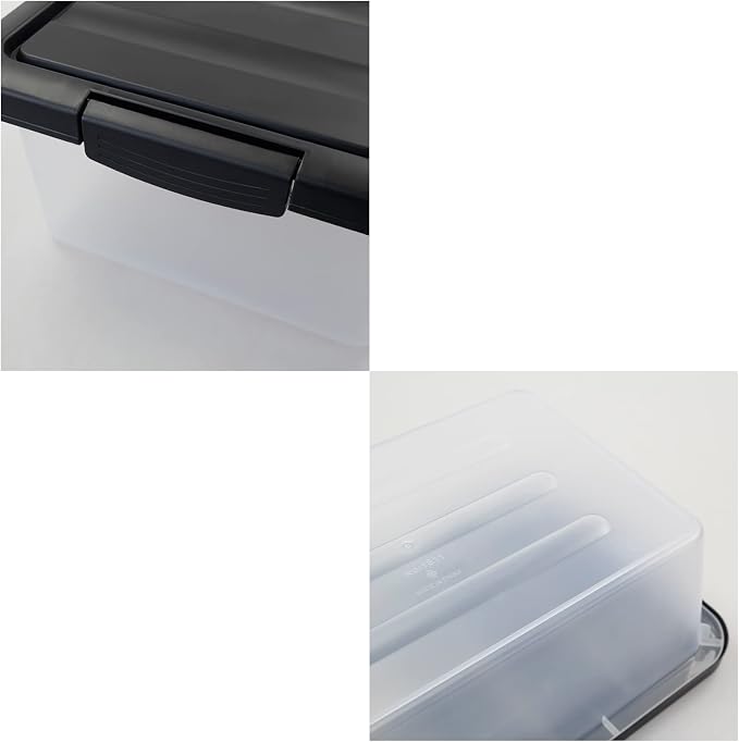 Wekioger Versatile Plastic Storage Box with Black Lids, 14 Quart, 2 Packs