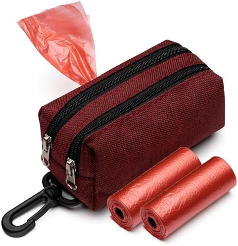 Premium Dog Poop Bag Holder for Leash - Convenient Dog Poop Bag Dispenser with Durable Design - Stylish Accessory for Easy Cleanup - Ideal for Dogs, Puppies, and Outdoor Walks - Red
