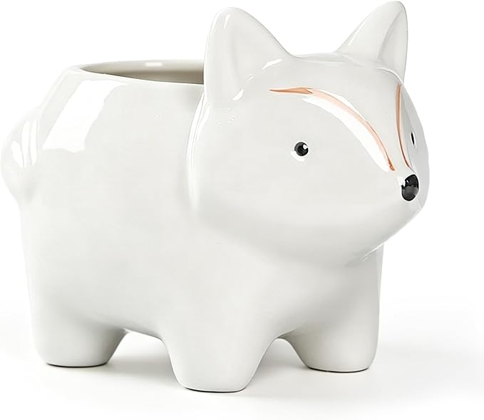 Ceramic Fox Shaped Pen Pencil Holder for Desk Decoration Accessories Fox Decor Makeup Brush Pen Cups Office School Ideal Gifts for Women, Mom or Birthdays