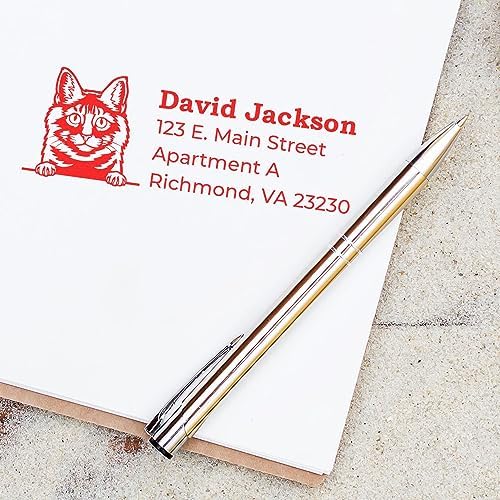 Personalized Kurilian Bobtail Cat Address Stamp for Wedding Invitations & RSVP Cards | Handcrafted Custom Return Address Stamper with Feline Design | Self-Inking Rubber Stamp for Mail & Envelopes